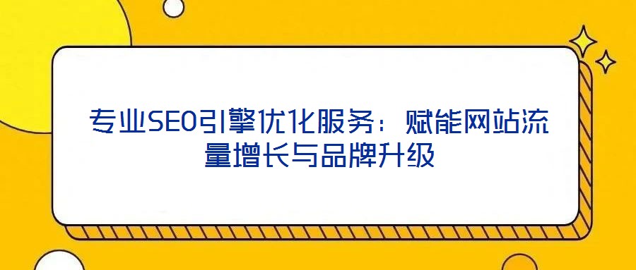 專業(yè)SEO引擎優(yōu)化服務(wù):賦能網(wǎng)站流量增長(zhǎng)與品牌升級(jí)