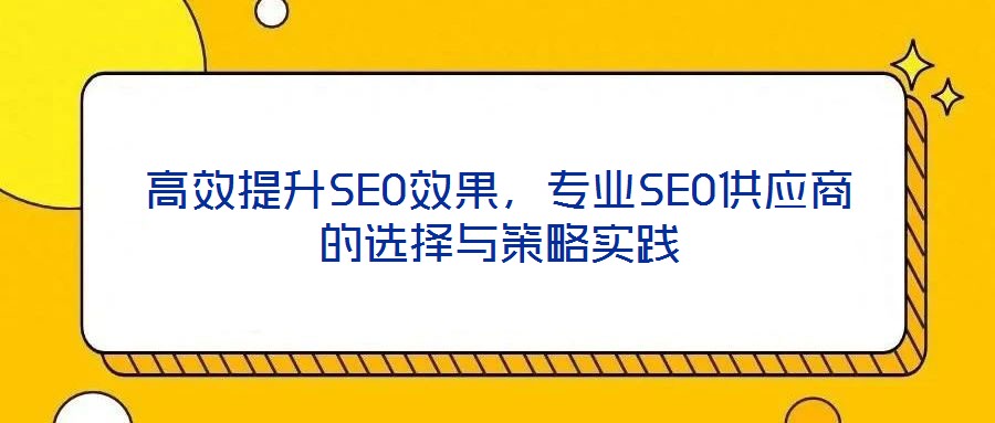 高效提升SEO效果,專業(yè)SEO供應(yīng)商的選擇與策略實踐