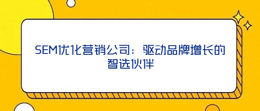 SEM優(yōu)化營銷公司：驅(qū)動品牌增長的智選伙伴