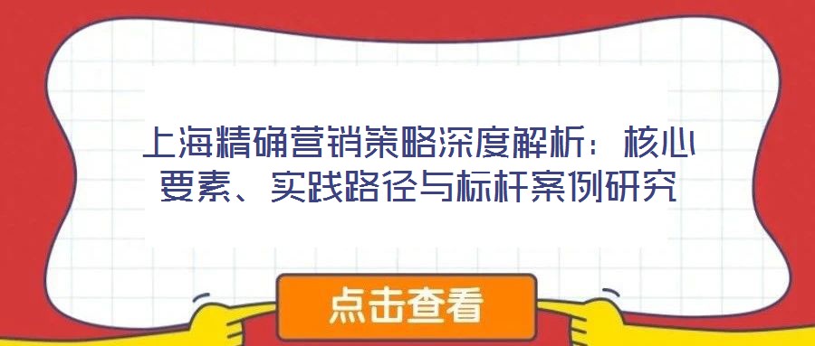 上海精確營(yíng)銷(xiāo)策略深度解析：核心要素、實(shí)踐路徑與標(biāo)桿案例研究