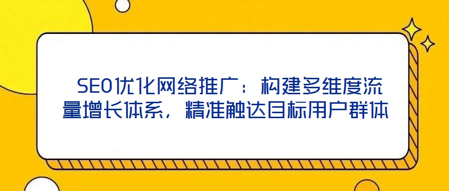 SEO優(yōu)化網(wǎng)絡(luò)推廣:構(gòu)建多維度流量增長(zhǎng)體系,精準(zhǔn)觸達(dá)目標(biāo)用戶(hù)群體