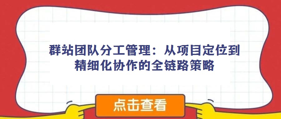 群站團隊分工管理:從項目定位到精細化協(xié)作的全鏈路策略